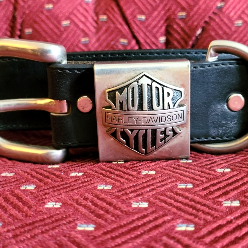 Vintage Harley-Davidson Leather Belt featuring the HD Bar & Shield